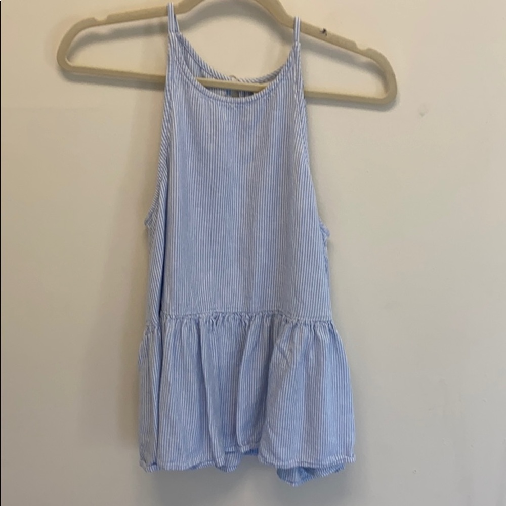 Blue Striped Flowy Tank